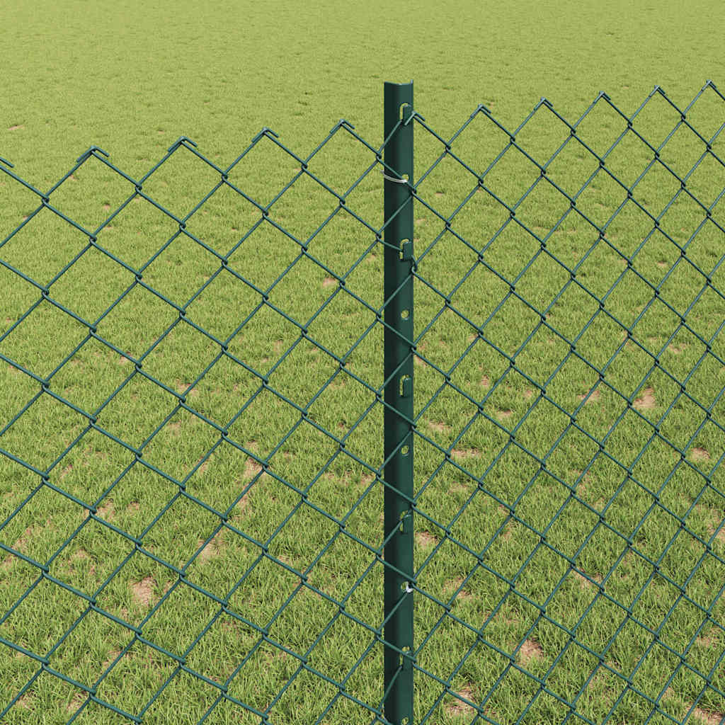 Fence with Posts Green 1.6 x 10 m Steel