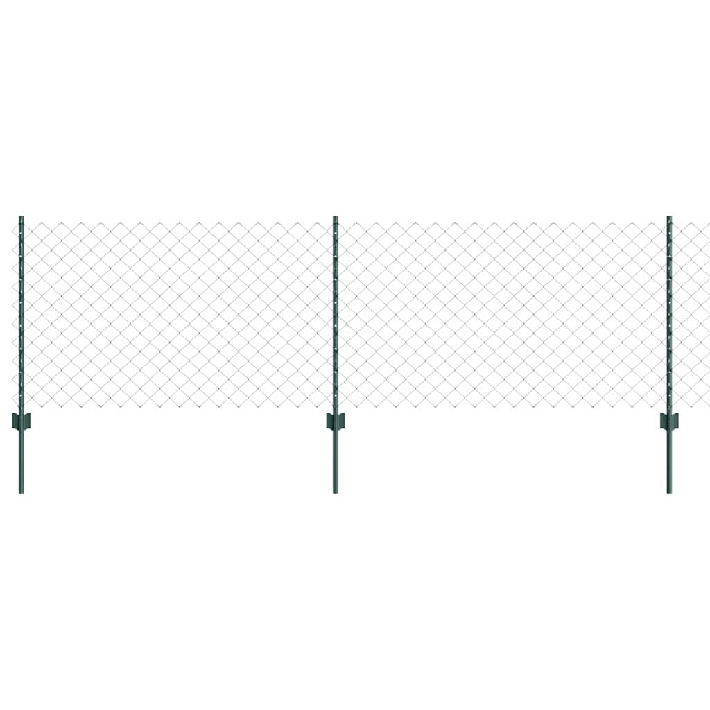 Fence with Posts Green 0.8 x 10 m Steel