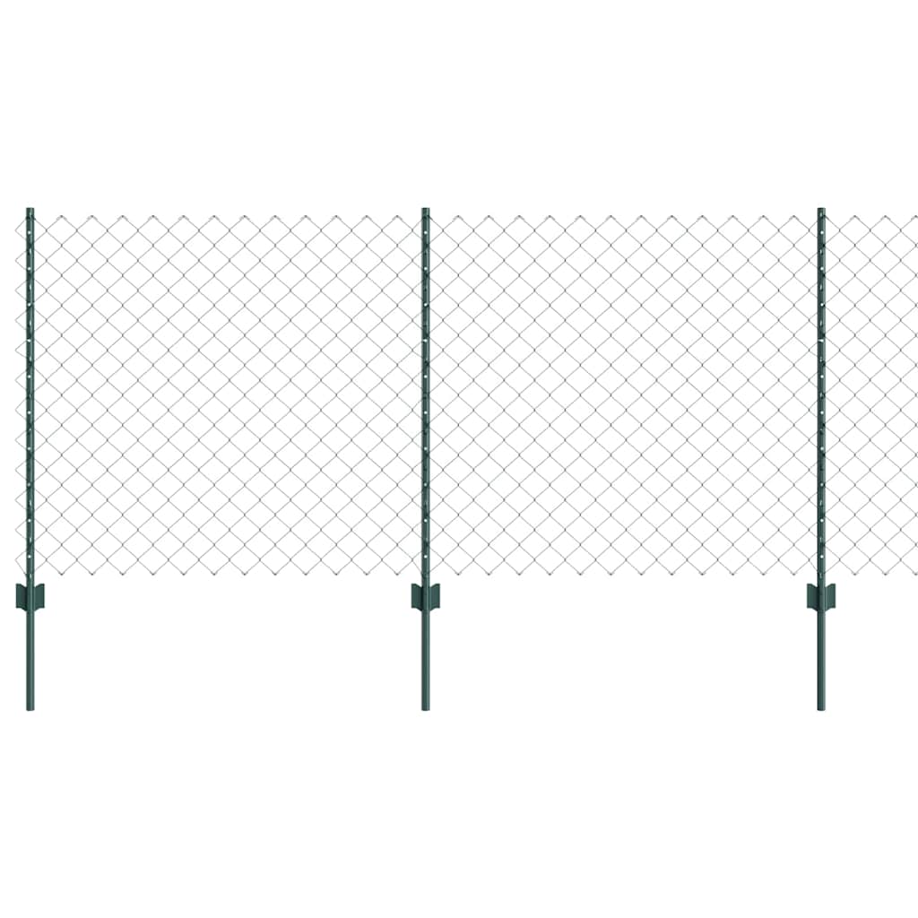 Fence with Posts Green 1 x 10 m Steel