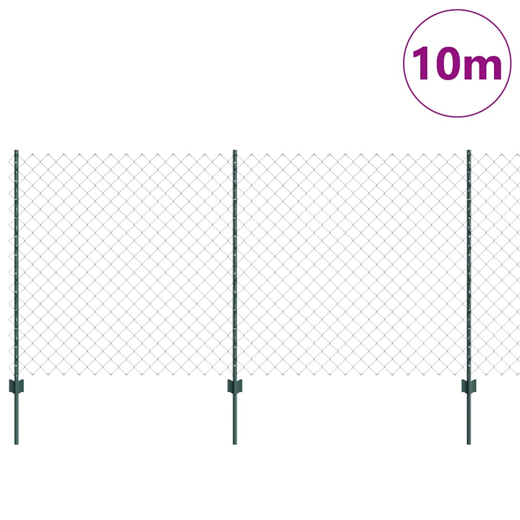Fence with Posts Green 1.2 x 10 m Steel