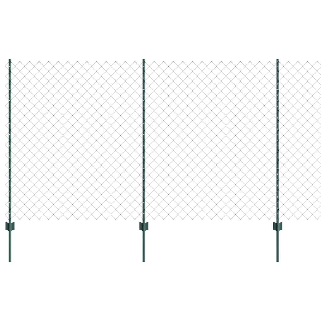 Fence with Posts Green 1.4 x 10 m Steel