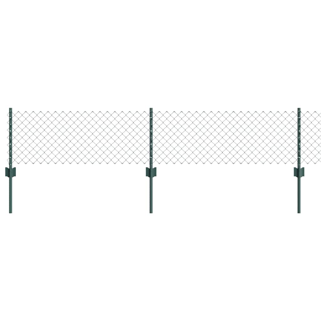 Fence with Posts Green 0.4 x 25 m Steel