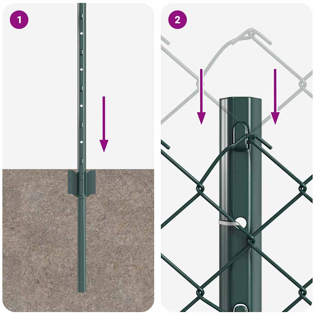 Fence with Posts Green 0.4 x 25 m Steel