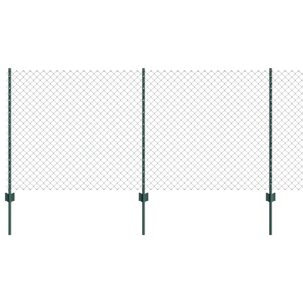 Fence with Posts Green 1 x 25 m Steel