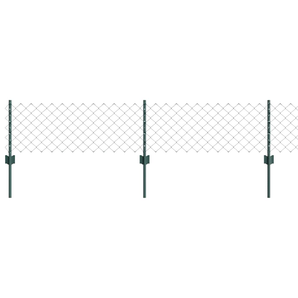 Fence with Posts Green 0.4 x 25 m Steel
