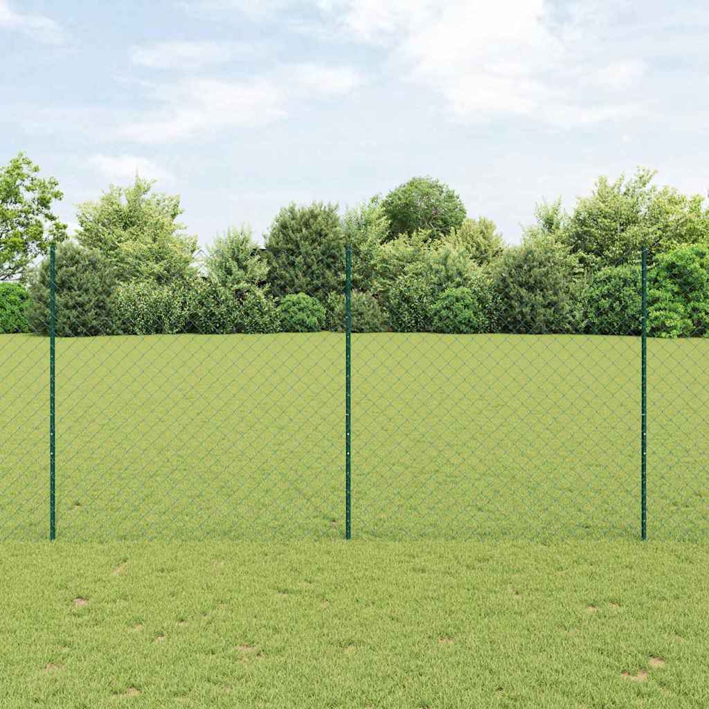 Fence with Posts Green 1.6 x 25 m Steel