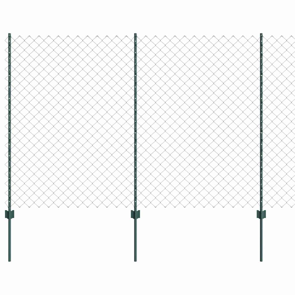Fence with Posts Green 1.6 x 25 m Steel