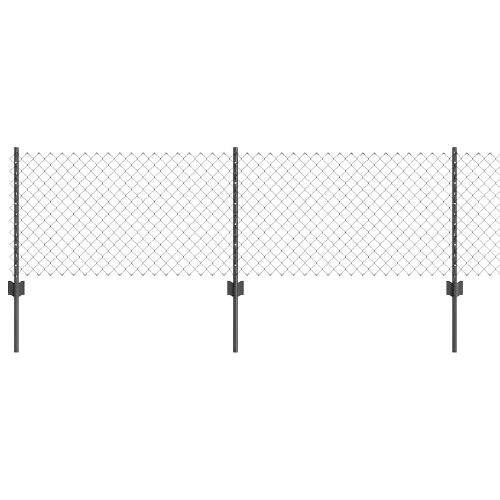 Fence with Posts Grey 0.6 x 10 m Steel