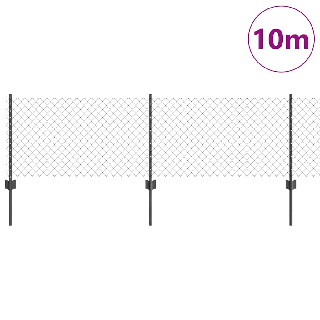 Fence with Posts Grey 0.6 x 10 m Steel