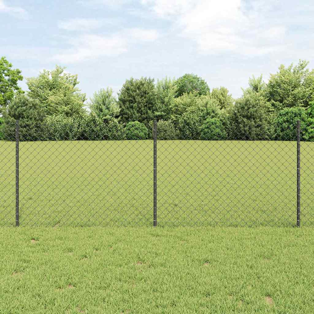 Fence with Posts Grey 0.8 x 10 m Steel