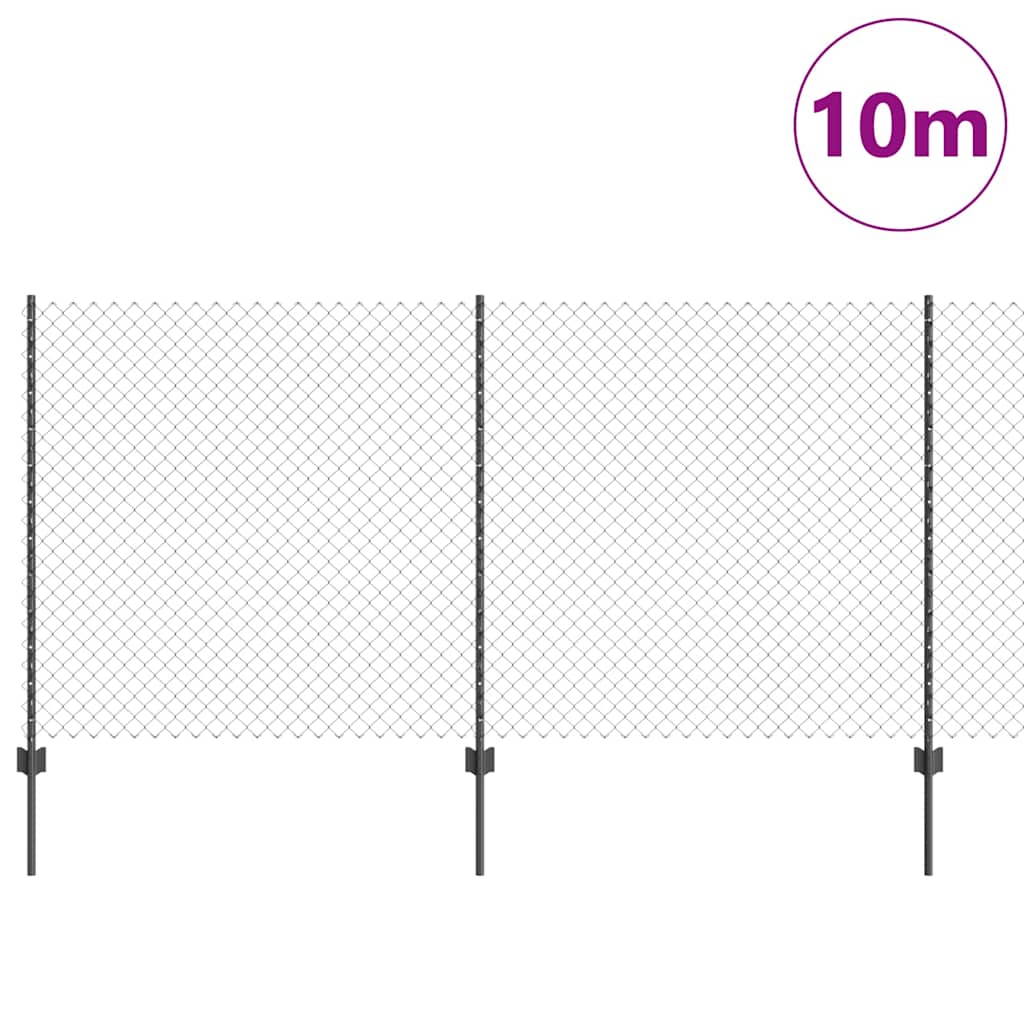 Fence with Posts Grey 1.2 x 10 m Steel