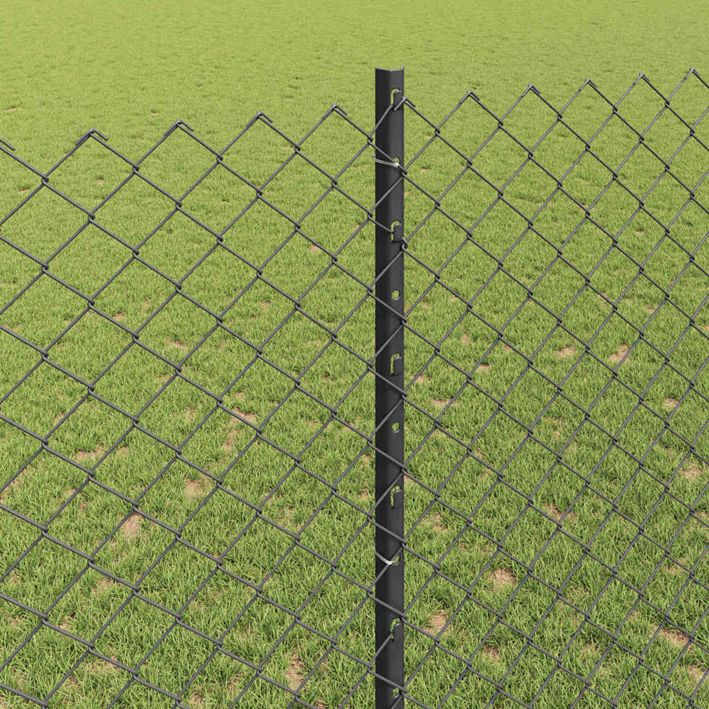 Fence with Posts Grey 1.4 x 10 m Steel