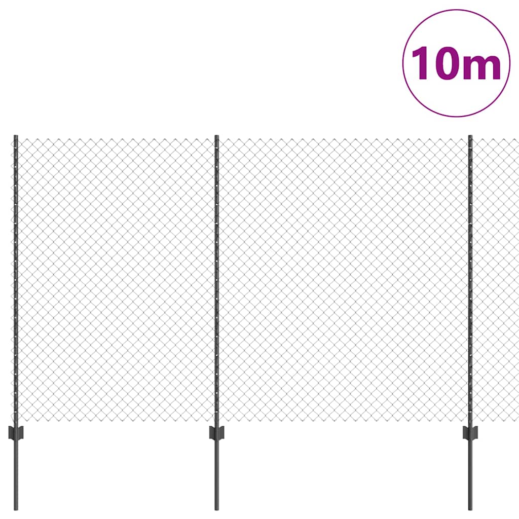 Fence with Posts Grey 1.5 x 10 m Steel