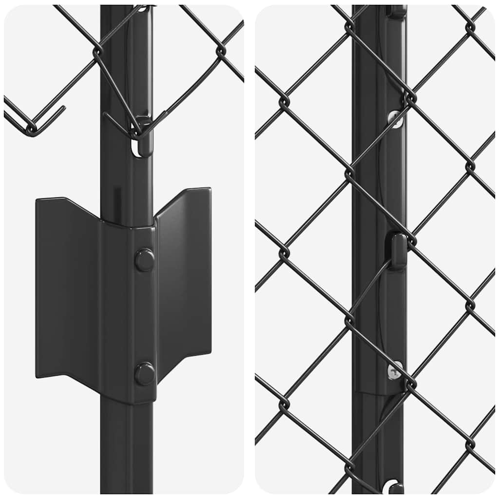 Fence with Posts Grey 1.6 x 10 m Steel