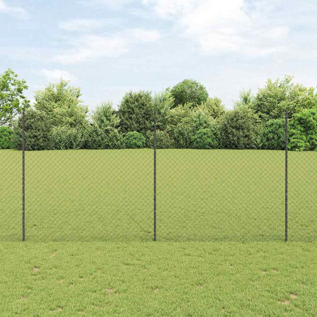 Fence with Posts Grey 1.6 x 10 m Steel