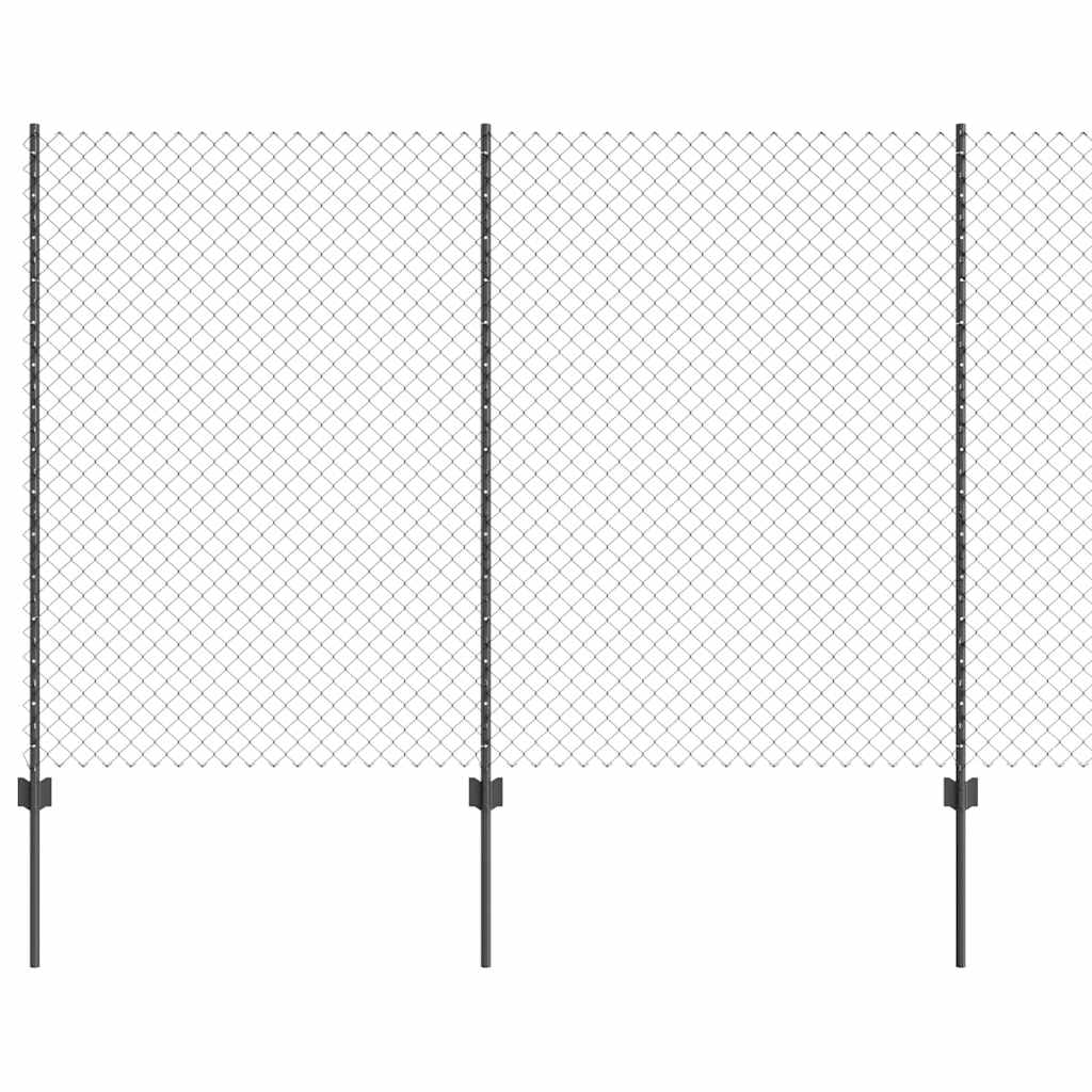 Fence with Posts Grey 1.6 x 10 m Steel