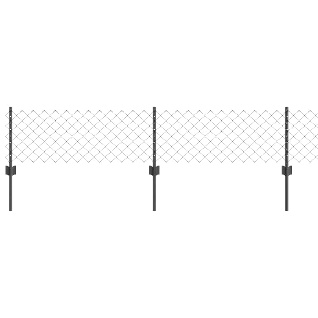 Fence with Posts Grey 0.4 x 10 m Steel