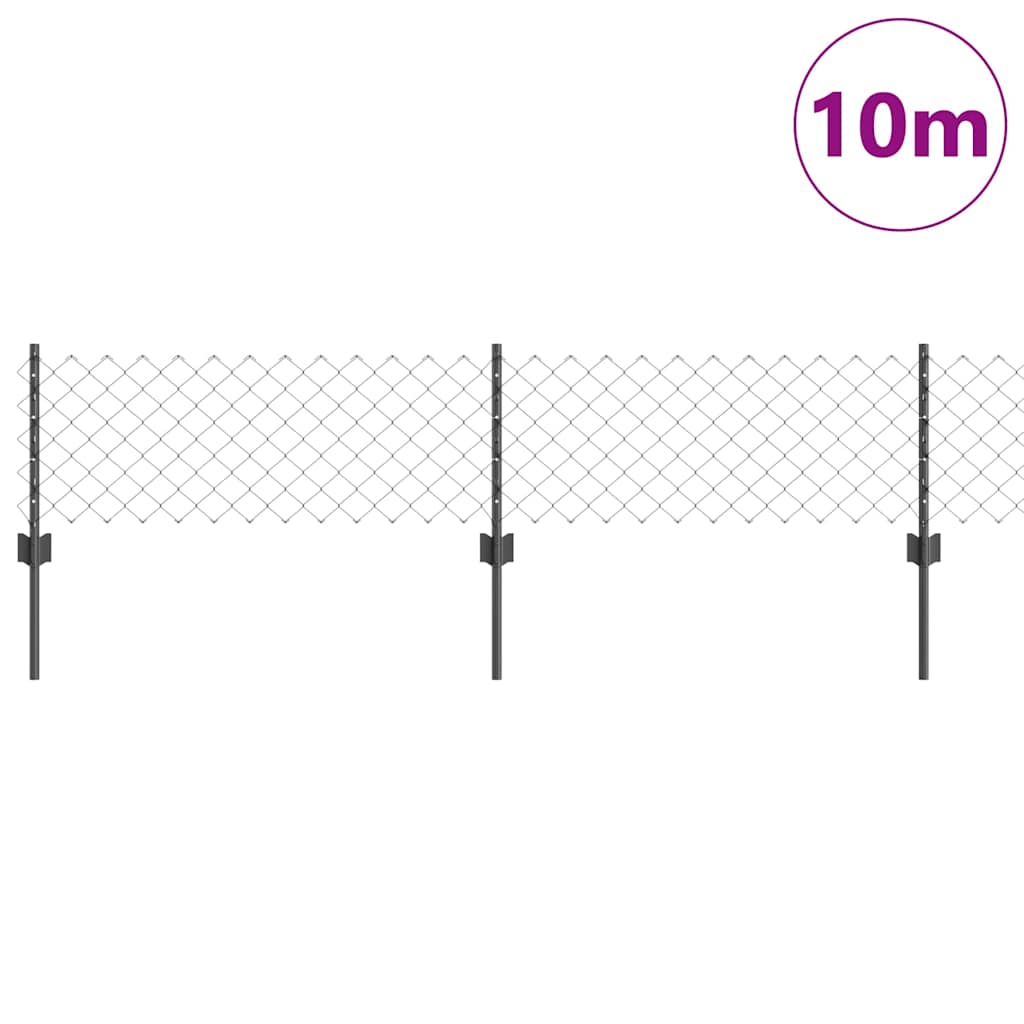 Fence with Posts Grey 0.4 x 10 m Steel