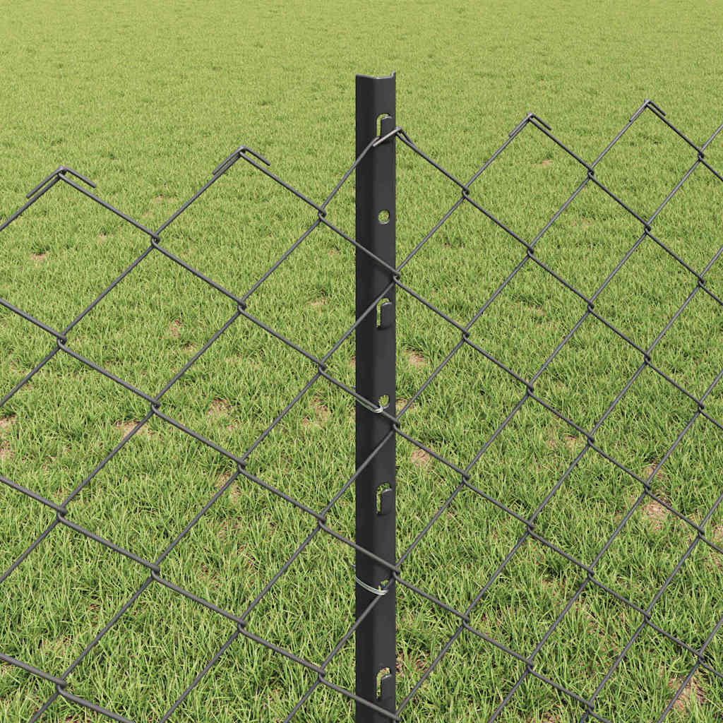 Fence with Posts Grey 0.8 x 10 m Steel