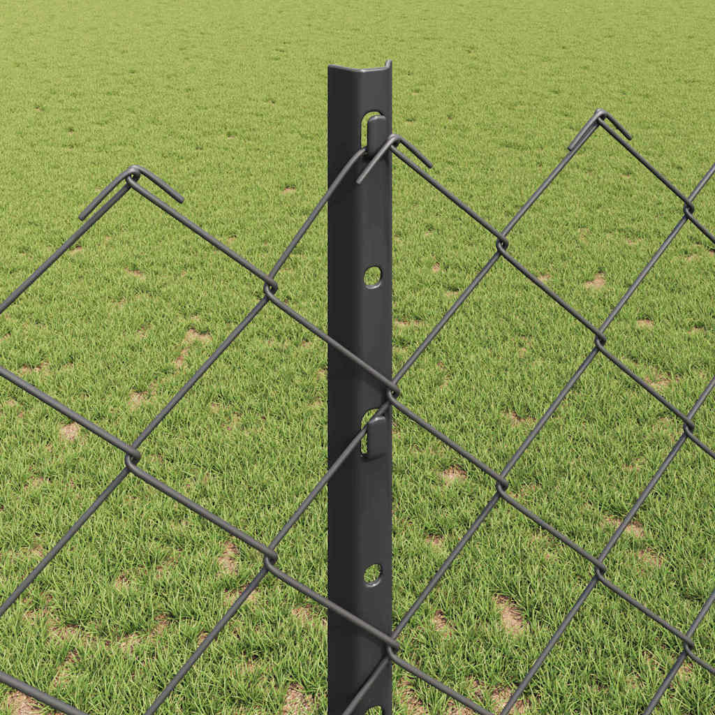 Fence with Posts Grey 1.2 x 10 m Steel