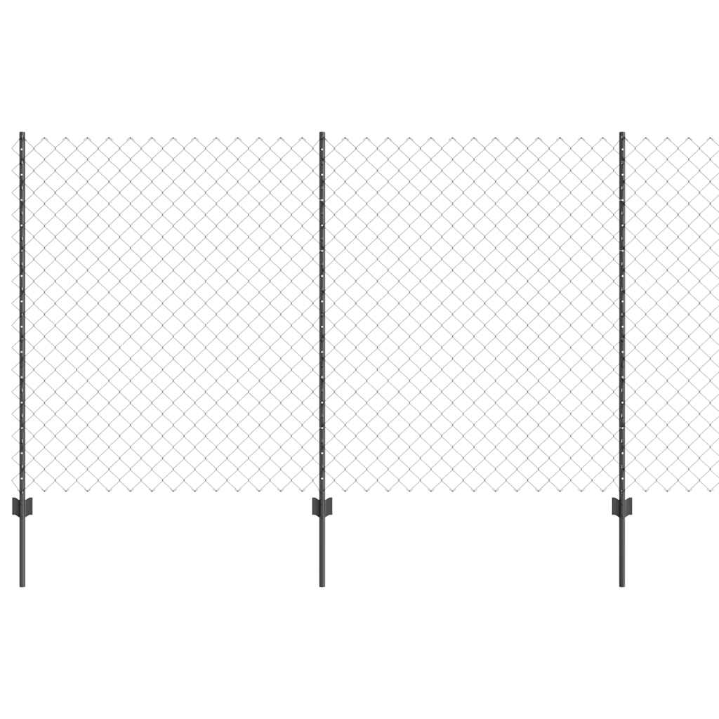 Fence with Posts Grey 1.4 x 10 m Steel