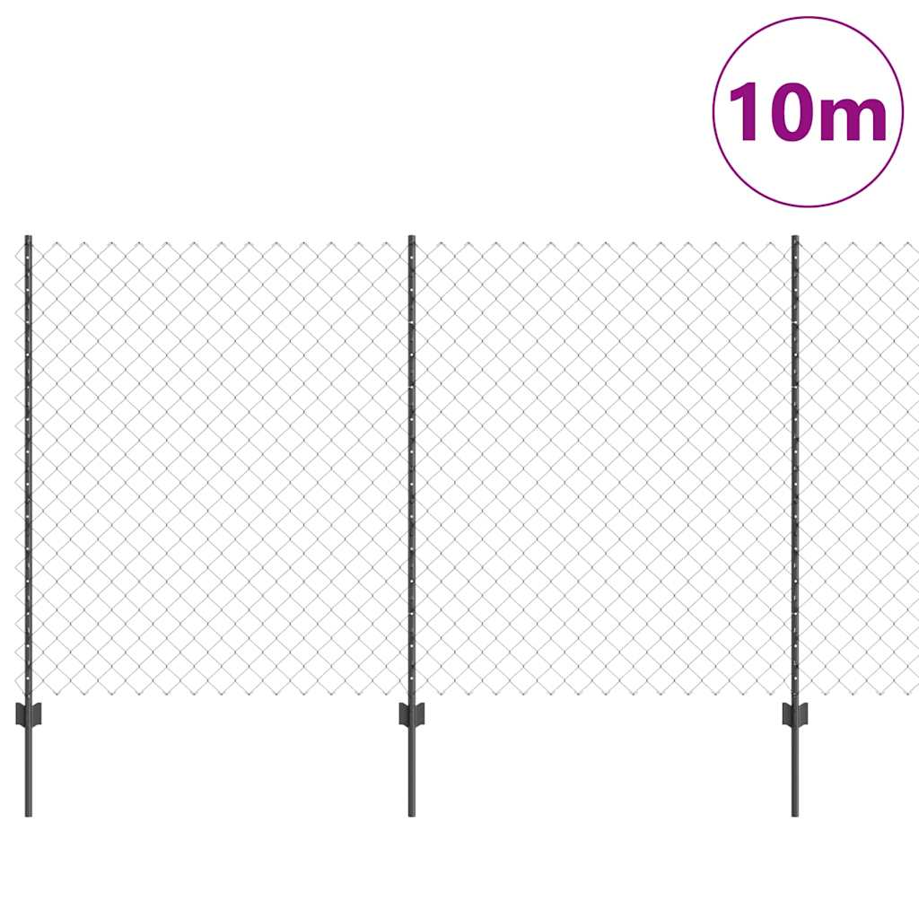 Fence with Posts Grey 1.4 x 10 m Steel