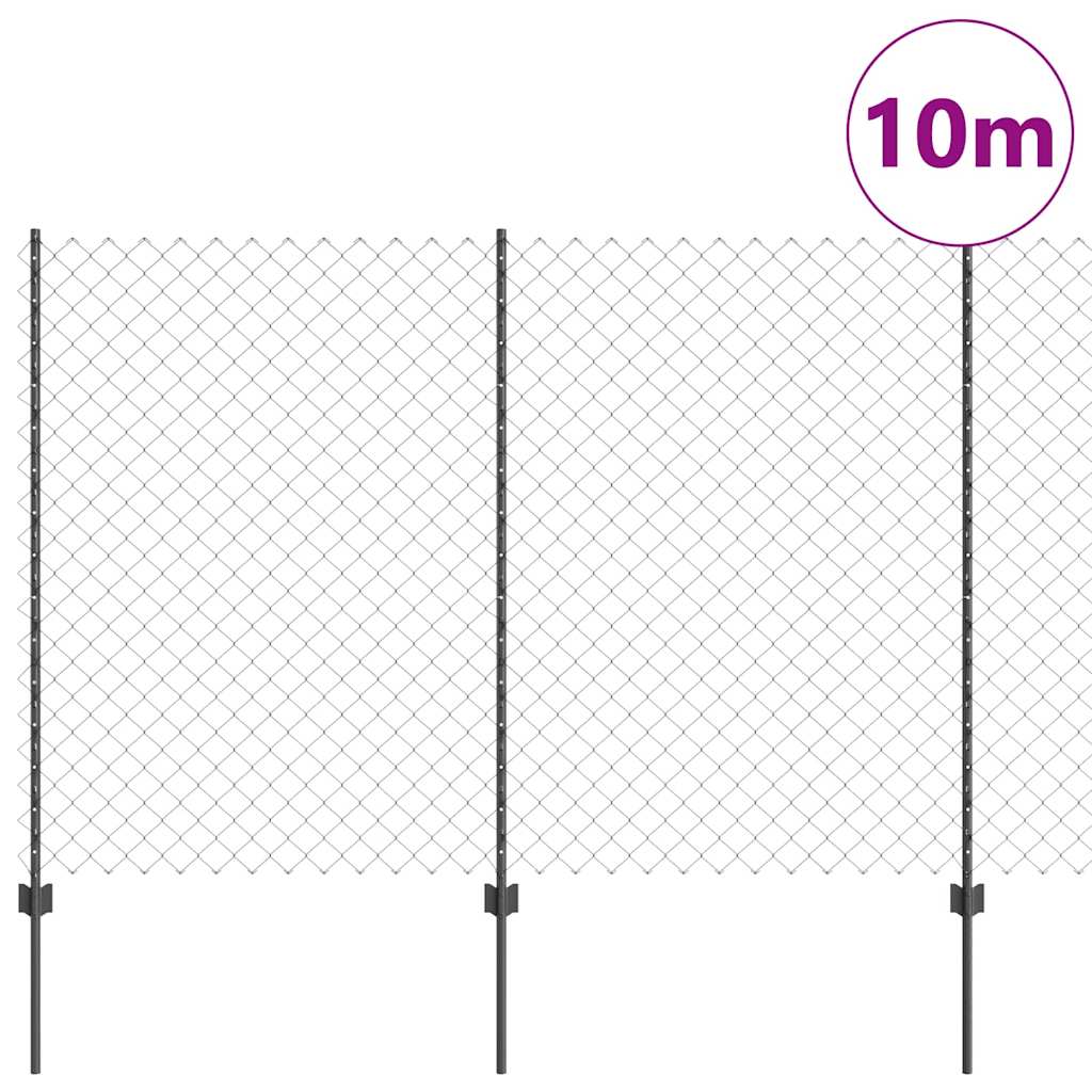 Fence with Posts Grey 1.5 x 10 m Steel