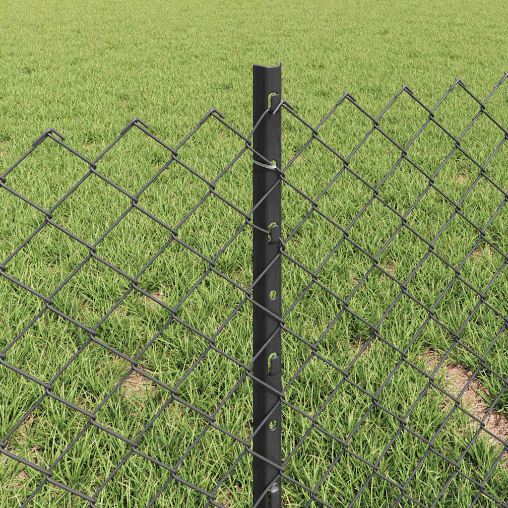 Fence with Posts Grey 0.4 x 25 m Steel