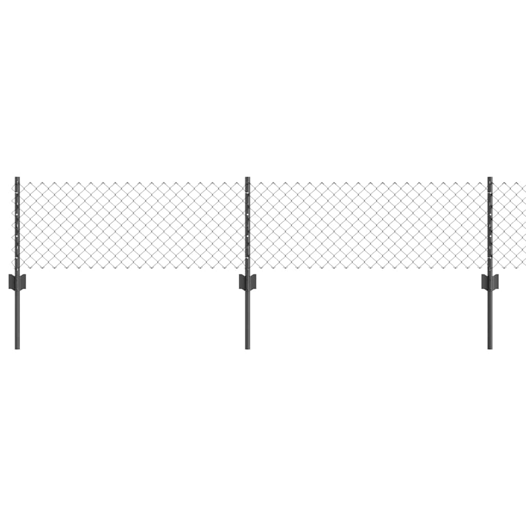 Fence with Posts Grey 0.4 x 25 m Steel