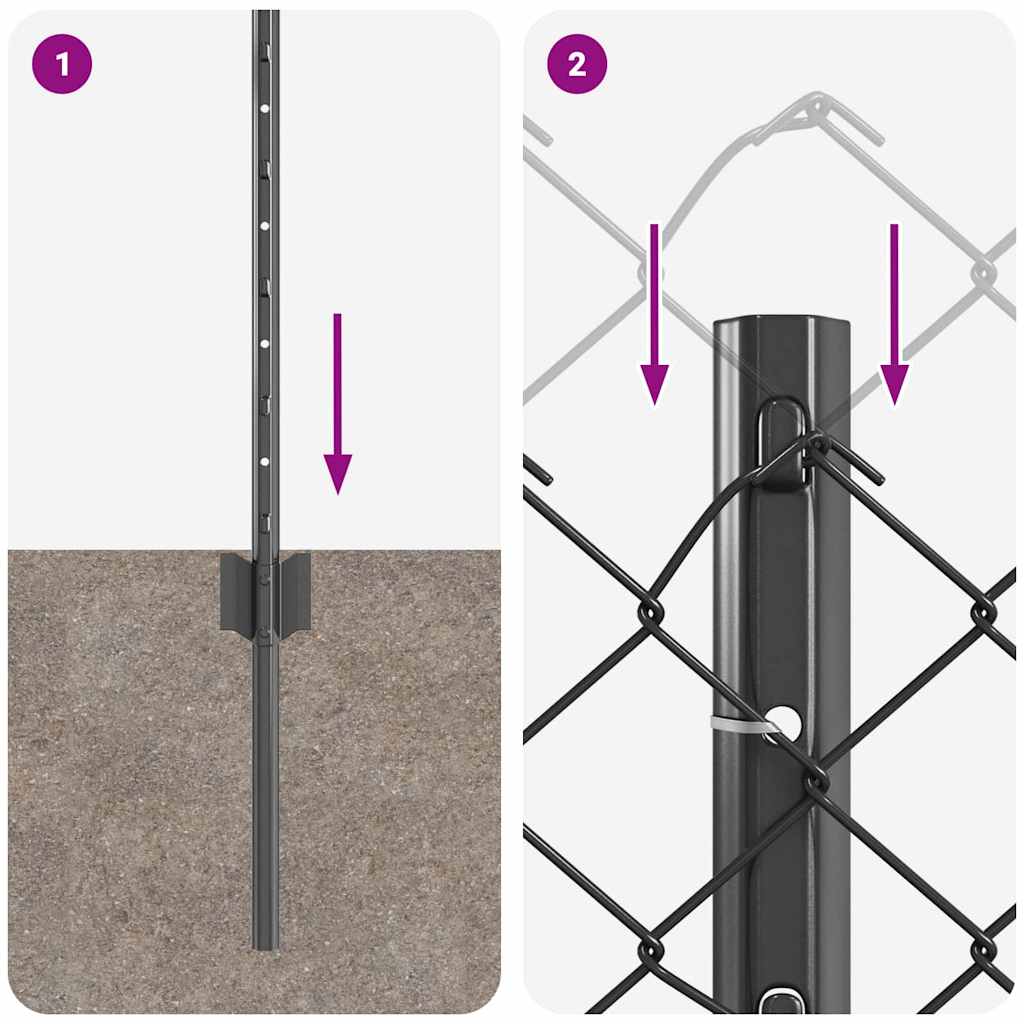 Fence with Posts Grey 0.4 x 25 m Steel