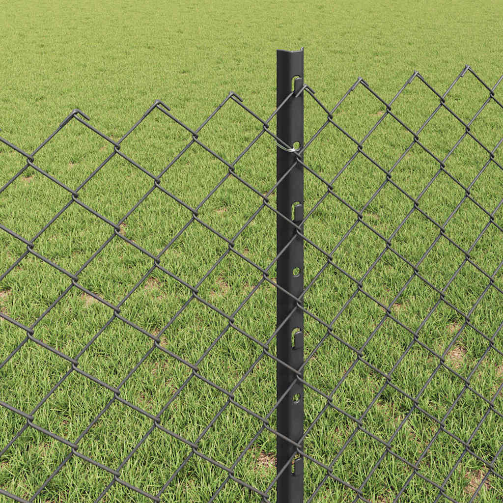 Fence with Posts Grey 0.8 x 25 m Steel