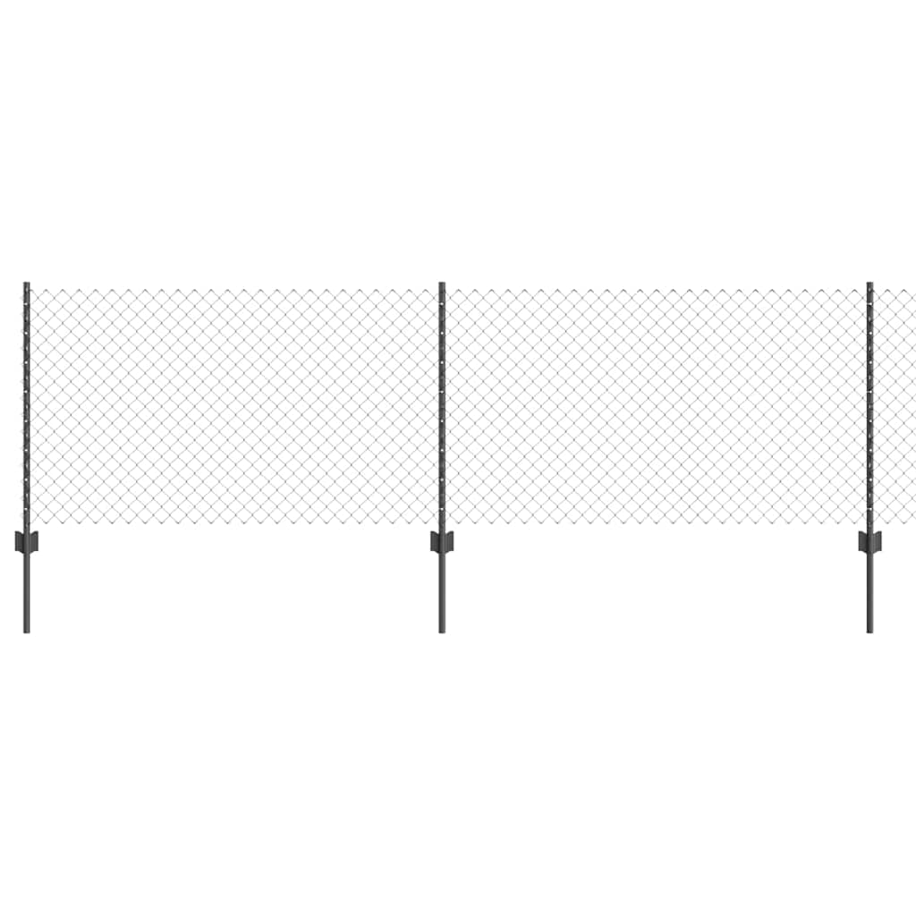 Fence with Posts Grey 0.8 x 25 m Steel