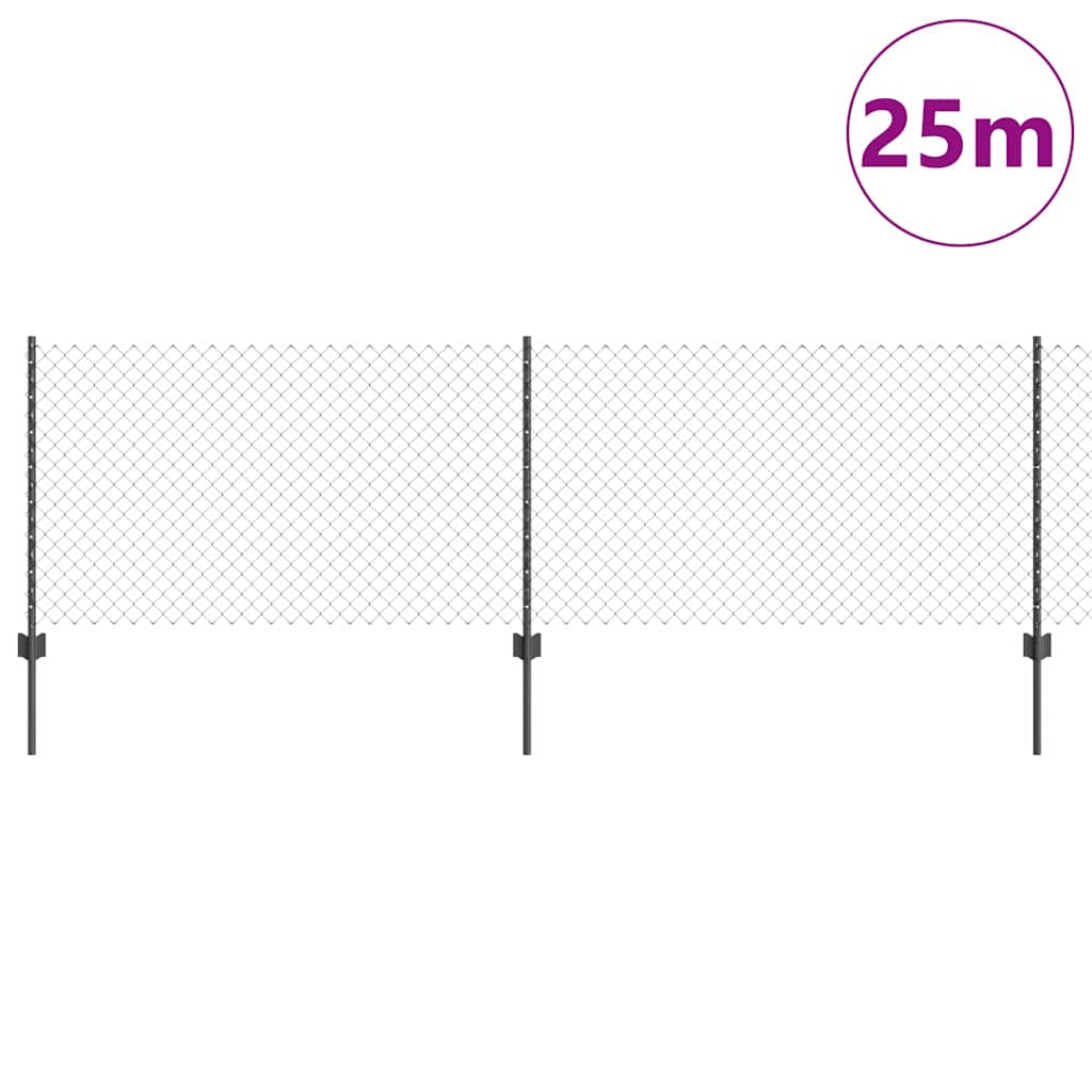 Fence with Posts Grey 0.8 x 25 m Steel