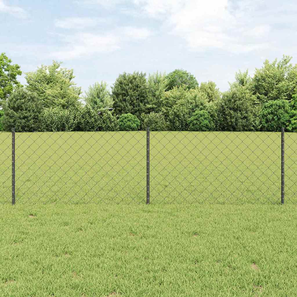 Fence with Posts Grey 0.6 x 25 m Steel