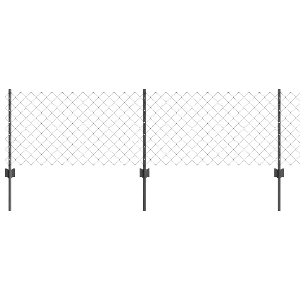 Fence with Posts Grey 0.6 x 25 m Steel