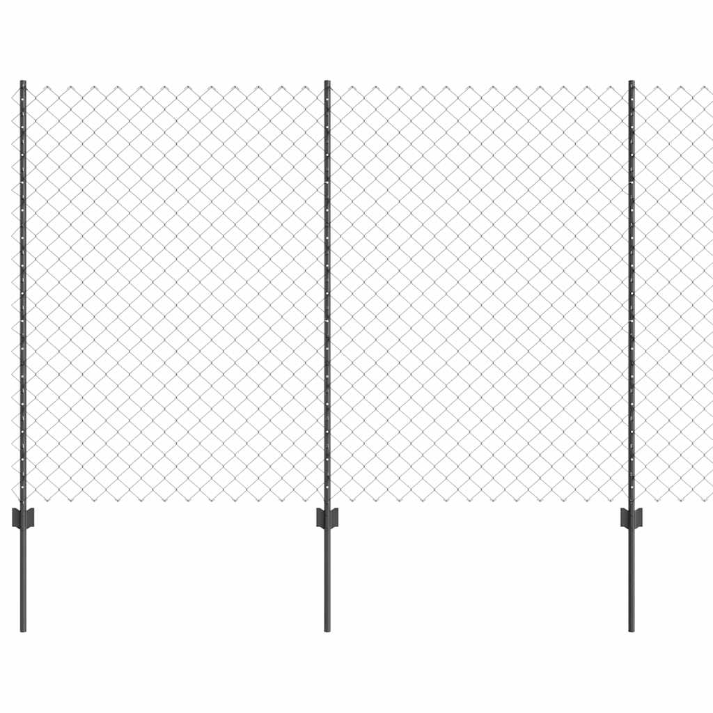 Fence with Posts Grey 1.6 x 25 m Steel