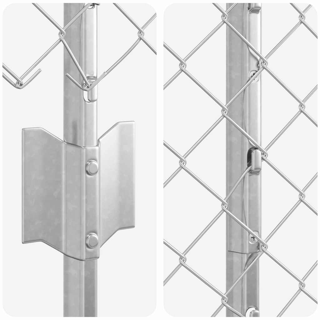 Fence with Posts Silver 1 x 10 m Steel