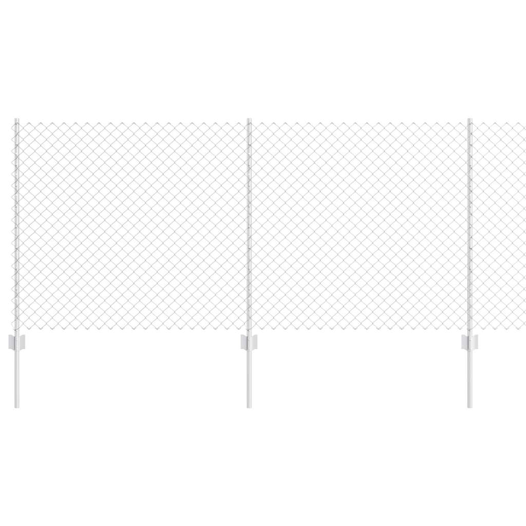 Fence with Posts Silver 1 x 10 m Steel