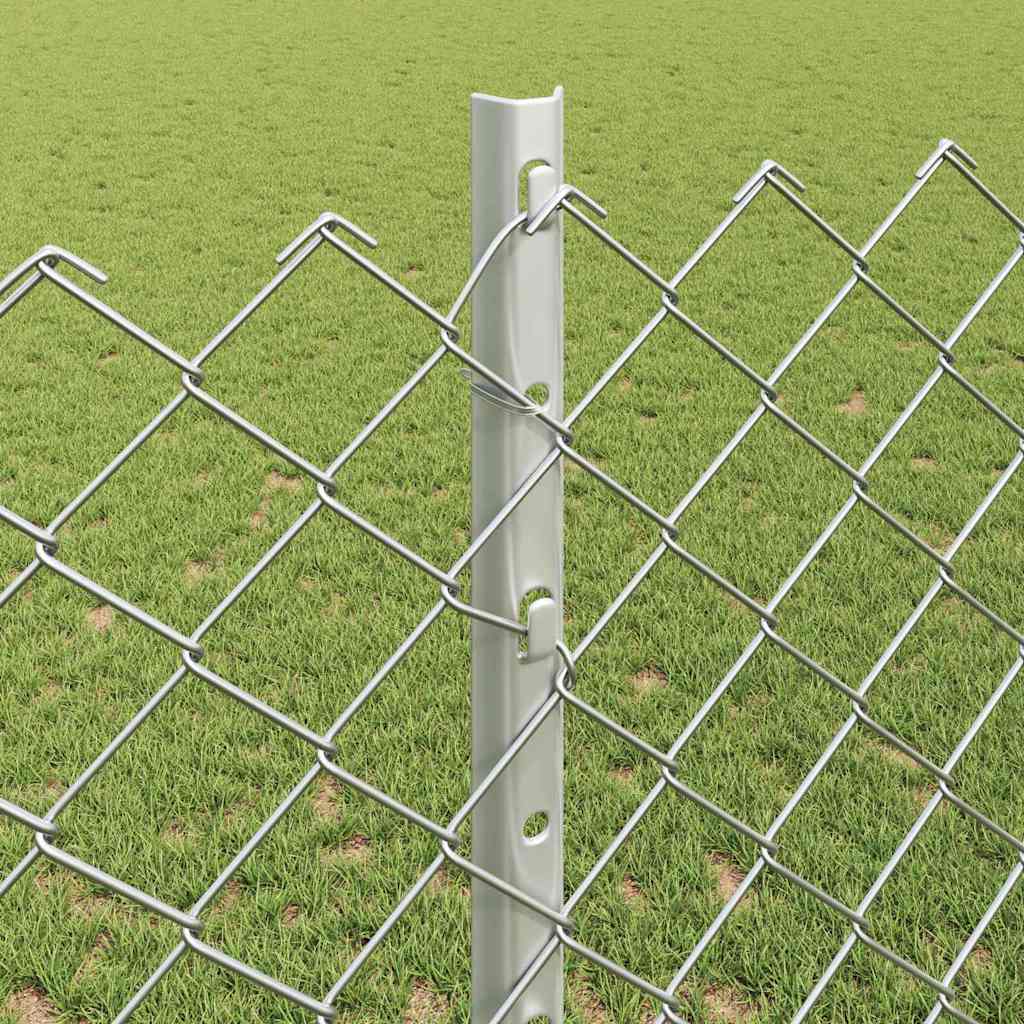 Fence with Posts Silver 1.2 x 10 m Steel