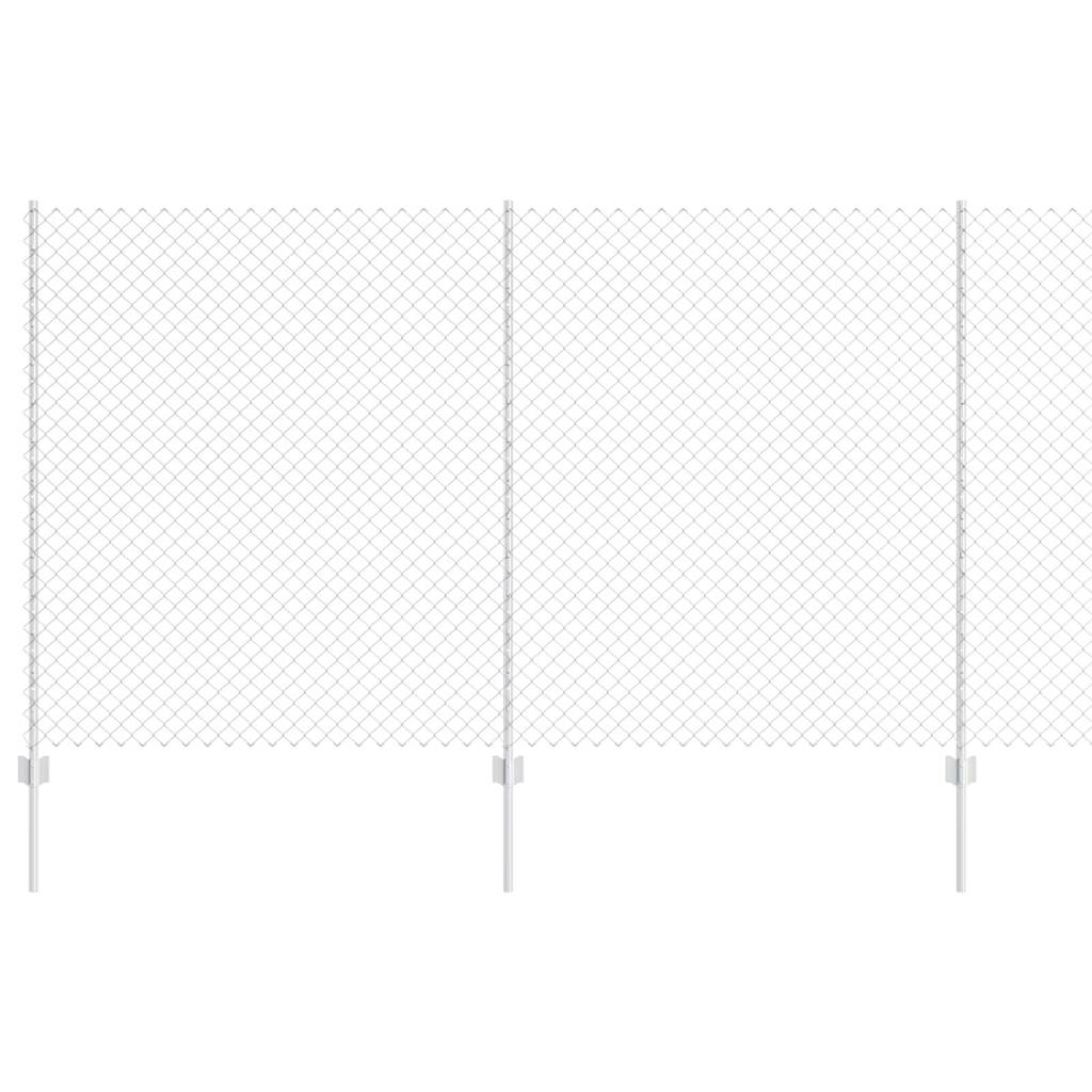 Fence with Posts Silver 1.4 x 10 m Steel