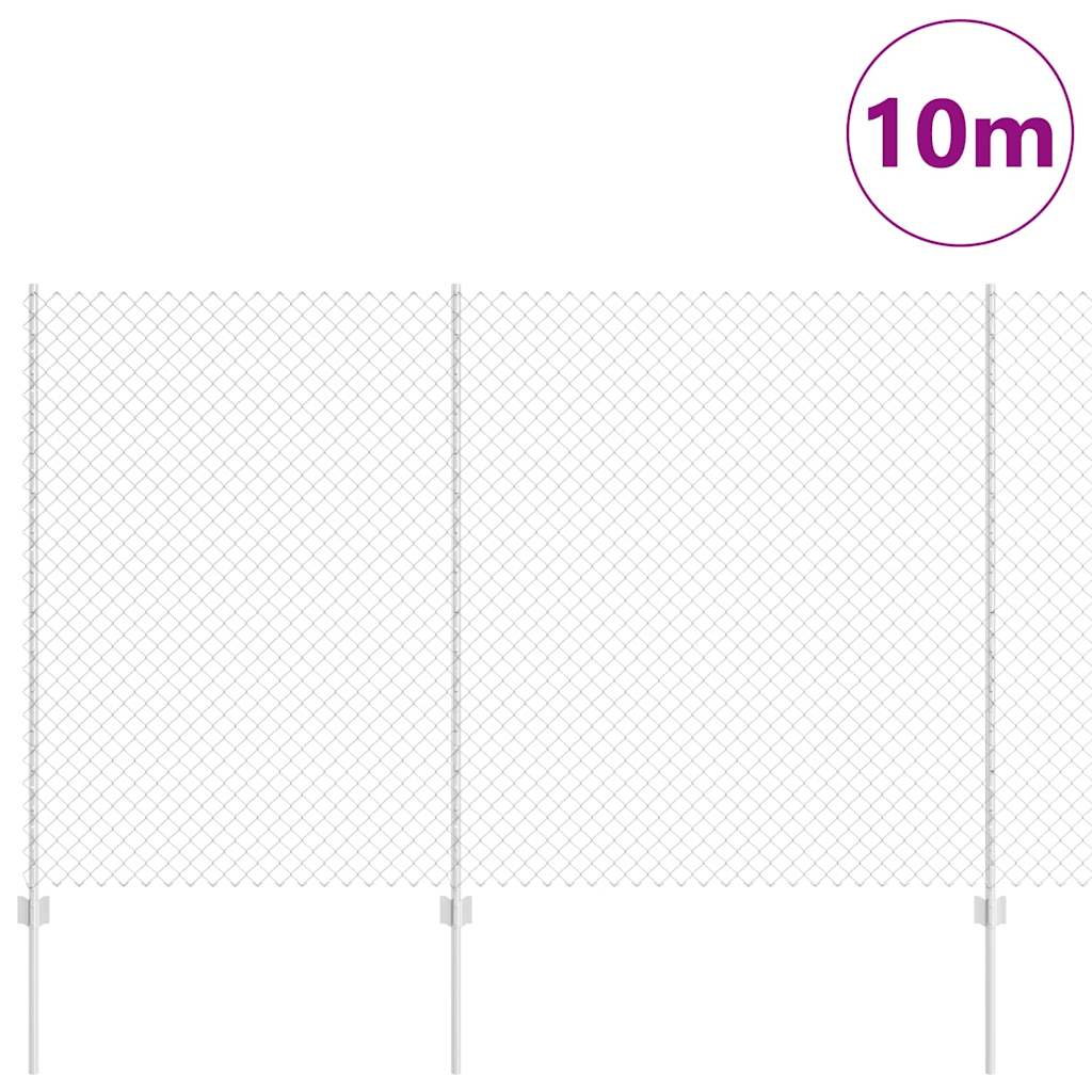 Fence with Posts Silver 1.5 x 10 m Steel