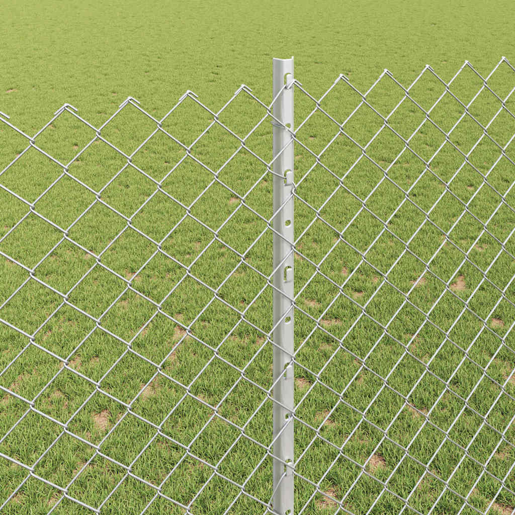 Fence with Posts Silver 1.6 x 10 m Steel