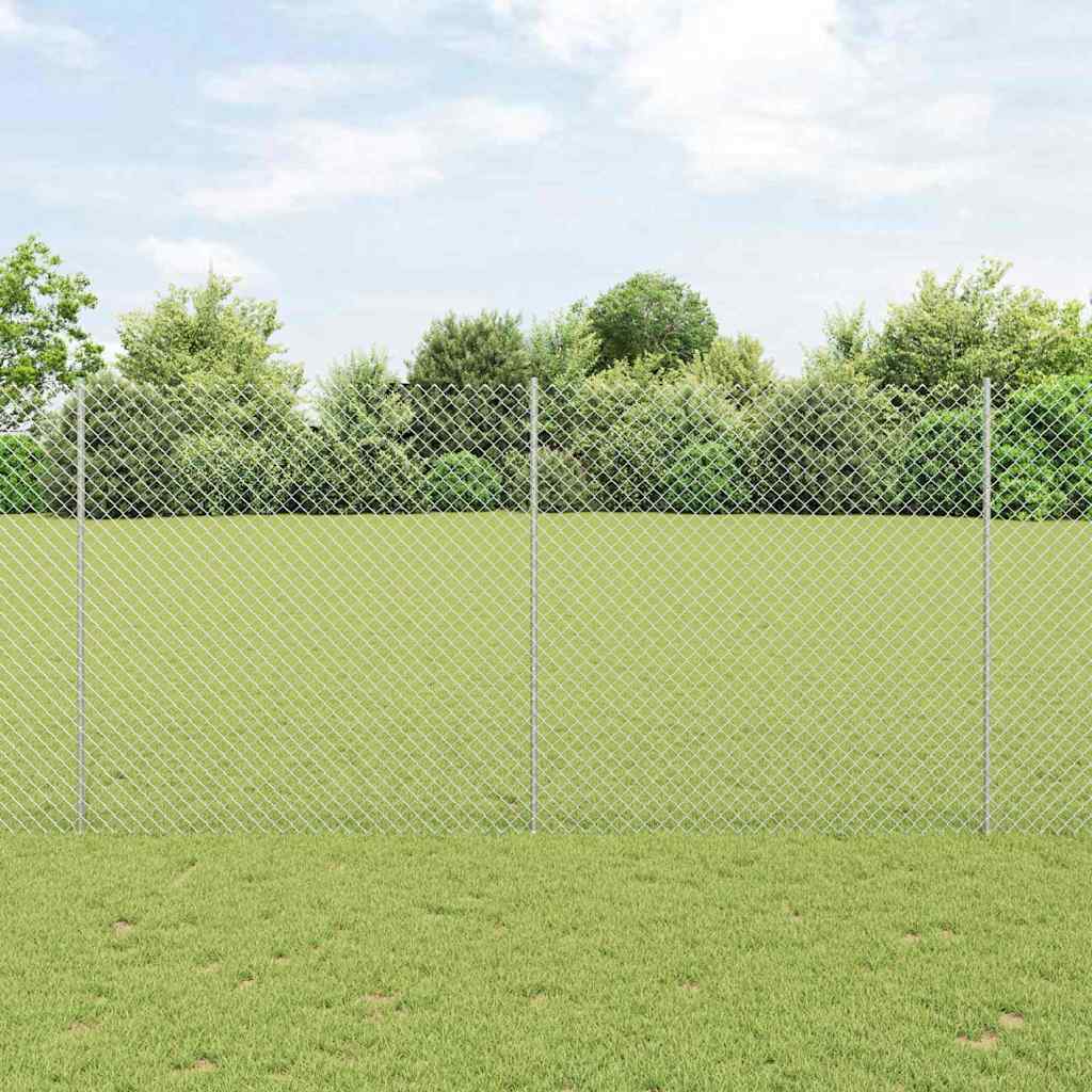 Fence with Posts Silver 1.6 x 10 m Steel