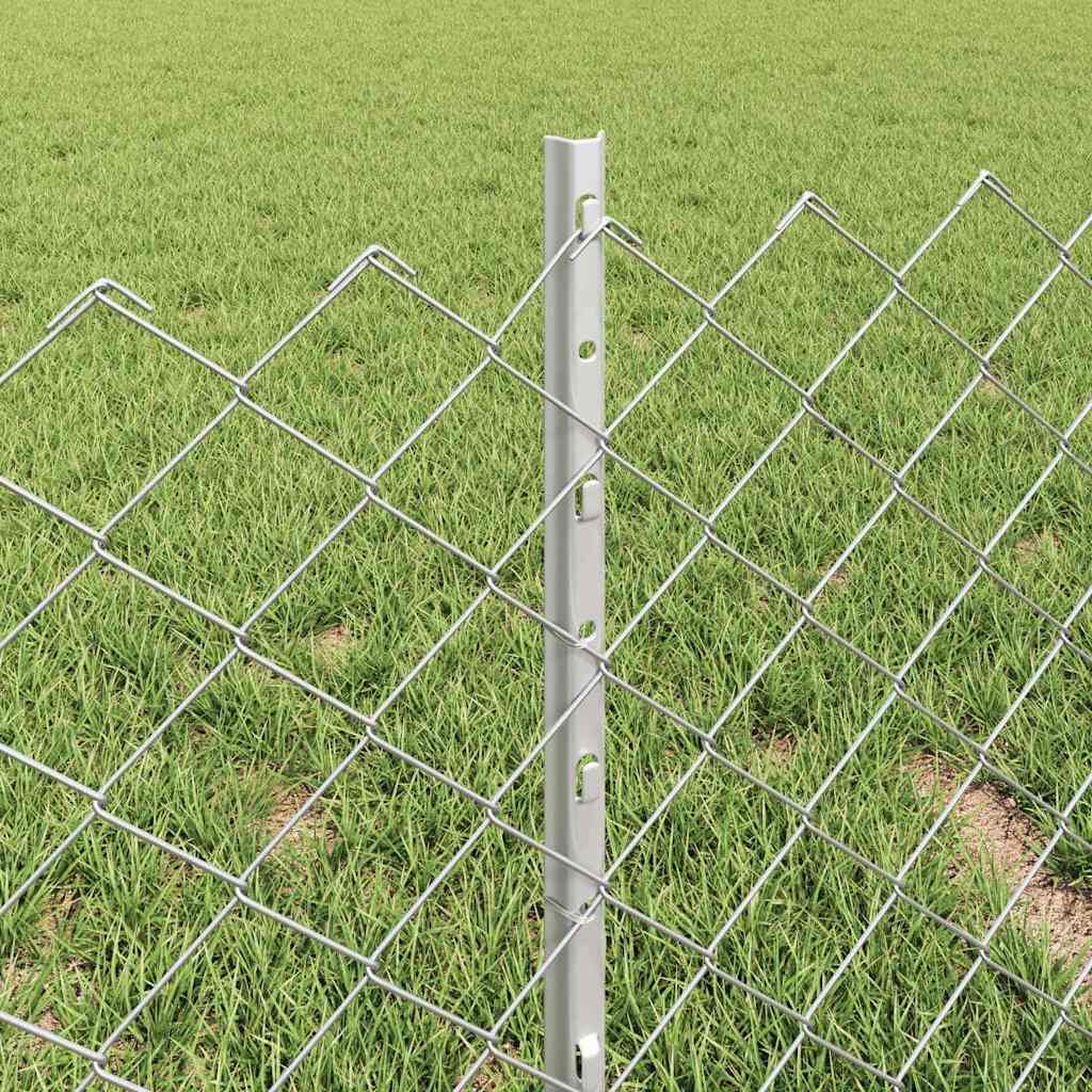 Fence with Posts Silver 0.4 x 10 m Steel