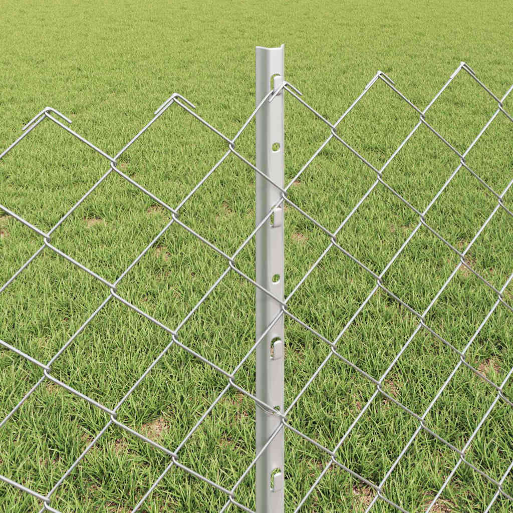 Fence with Posts Silver 0.6 x 10 m Steel