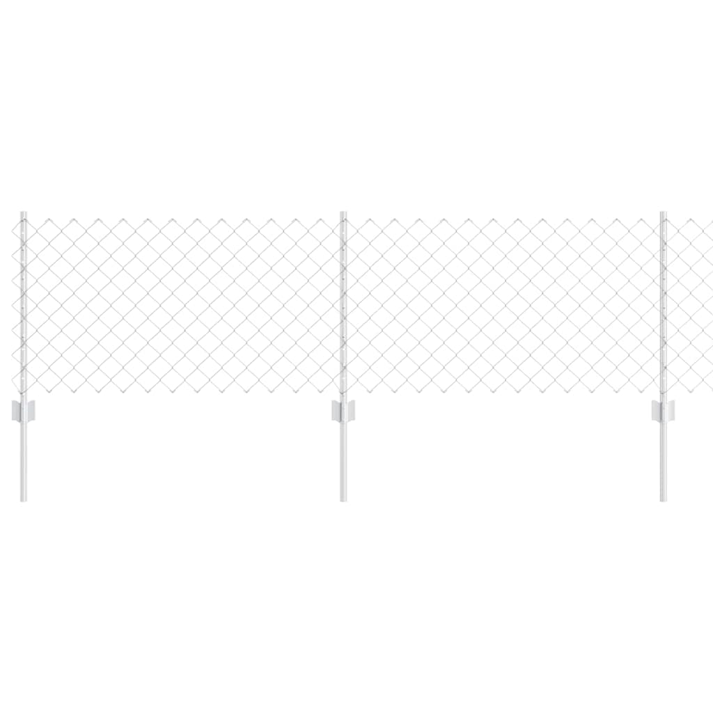 Fence with Posts Silver 0.6 x 10 m Steel