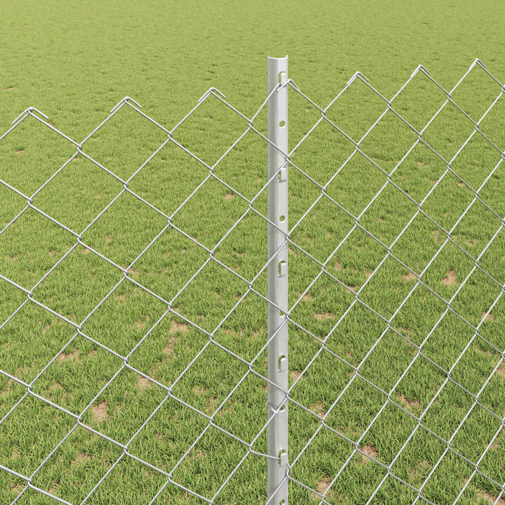 Fence with Posts Silver 1.5 x 10 m Steel