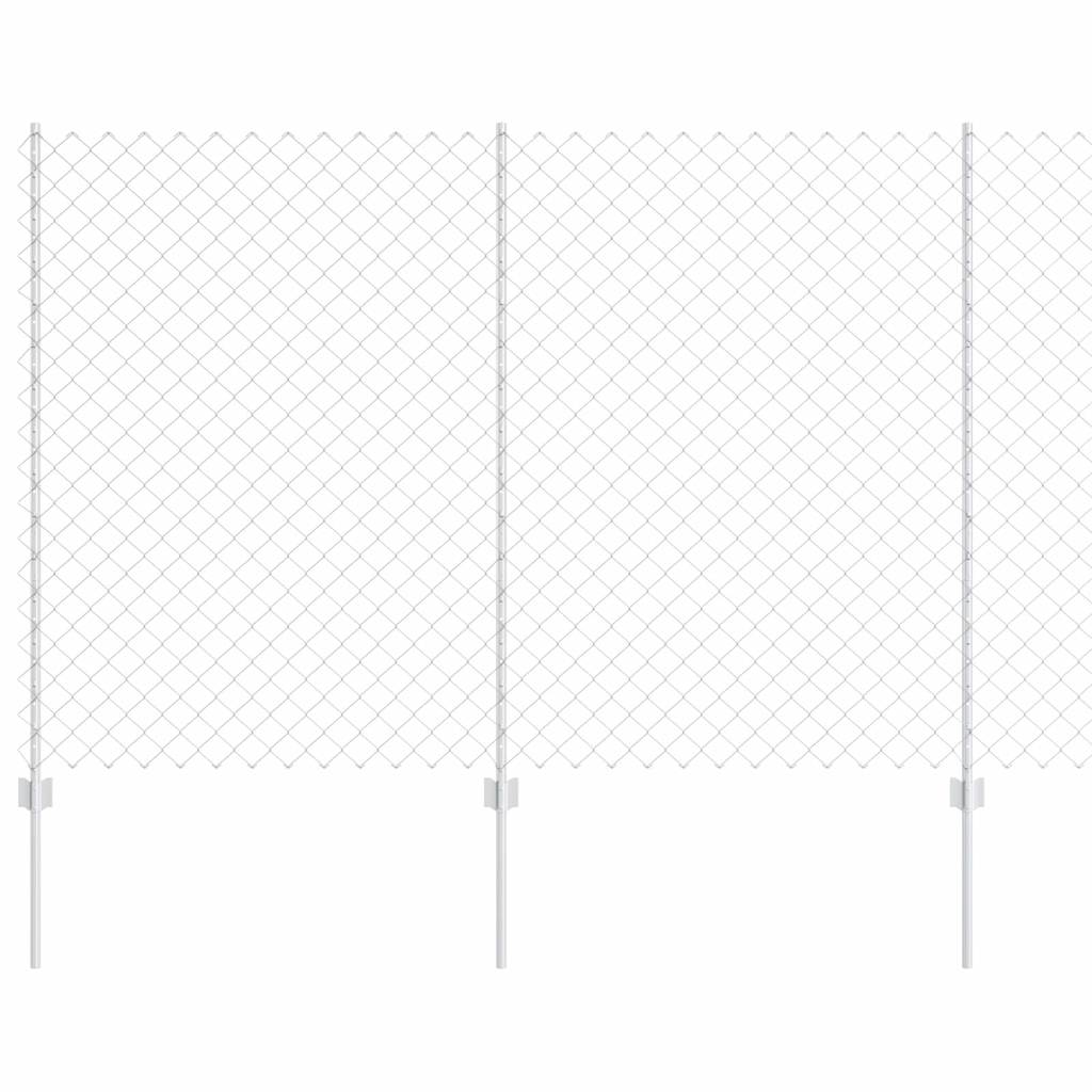 Fence with Posts Silver 1.5 x 10 m Steel