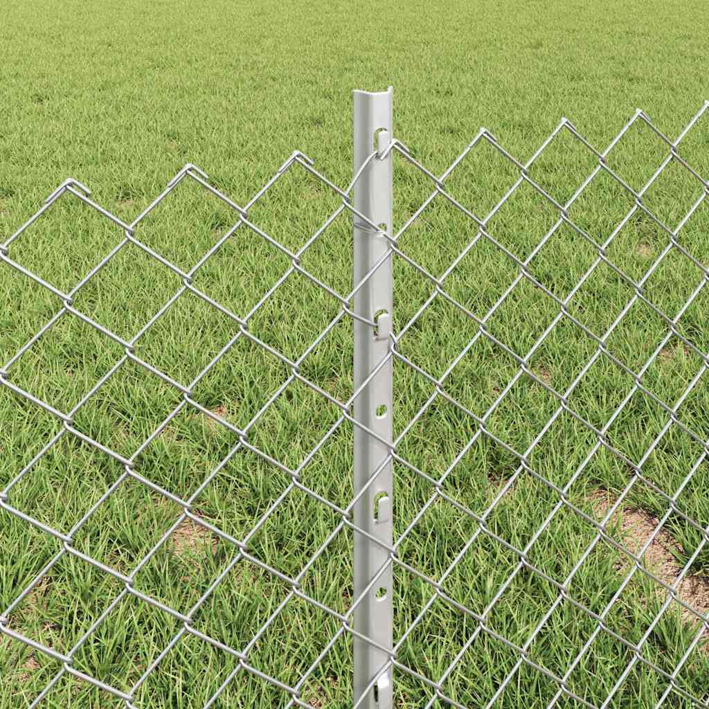Fence with Posts Silver 0.4 x 25 m Steel