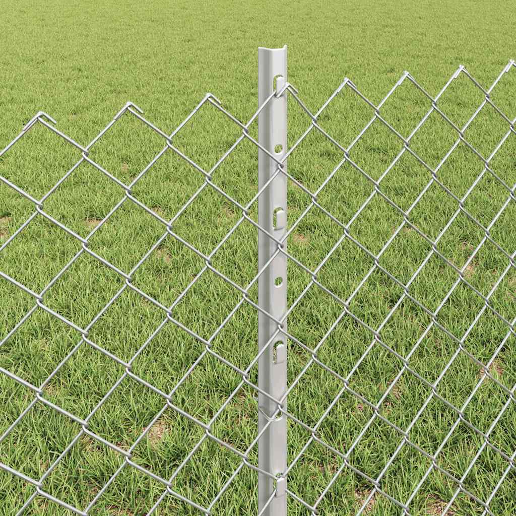 Fence with Posts Silver 0.6 x 25 m Steel